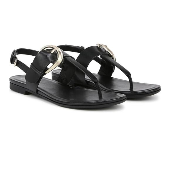 NEW Naturalizer Women's Taylor Flat Slingback Sandals Black Leather Size 5M - Picture 1 of 5